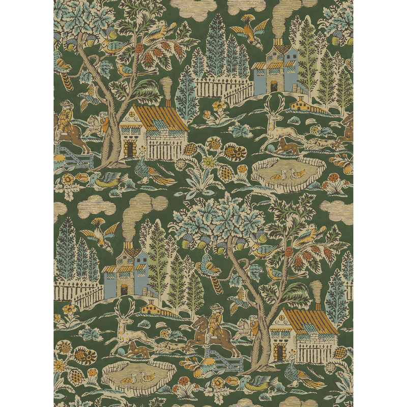 G P & J BAKER - HOME PARK- ROYAL GREEN - Wallcovering by the Roll ROYAL GREEN