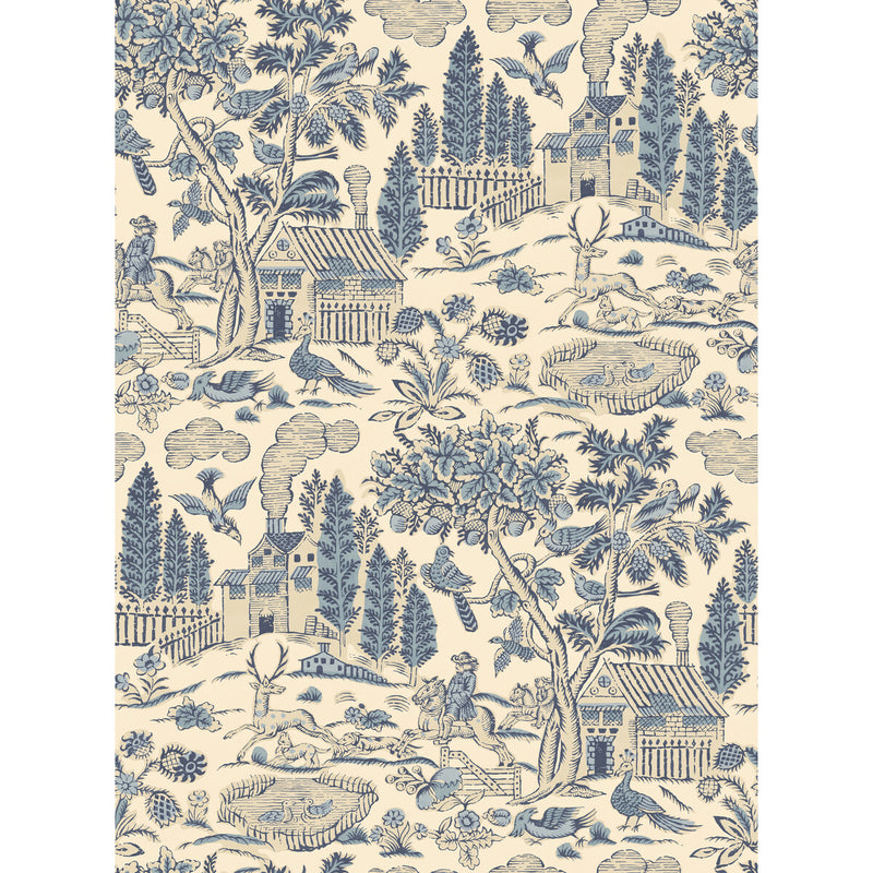 G P & J BAKER - HOME PARK- ROYAL BLUE - Wallcovering by the Roll ROYAL BLUE