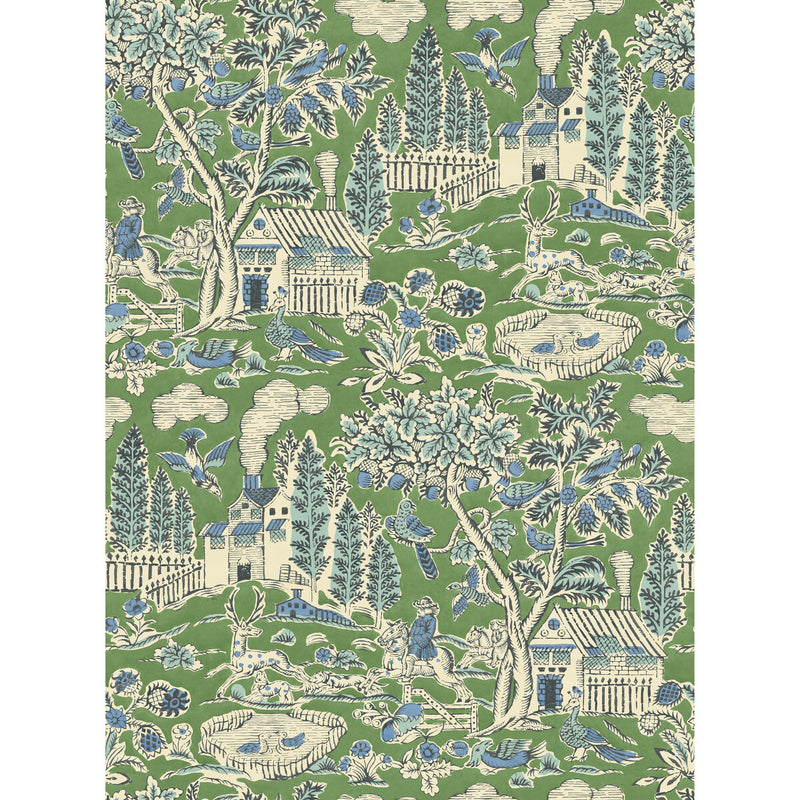 G P & J BAKER - HOME PARK- EMERALD - Wallcovering by the Roll EMERALD