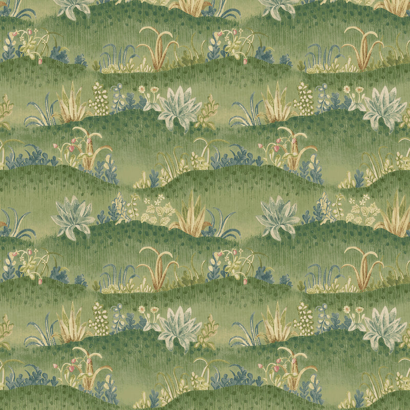 G P & J BAKER - GARDEN TAPESTRY- ROYAL GREEN - Wallcovering by the Roll ROYAL GREEN