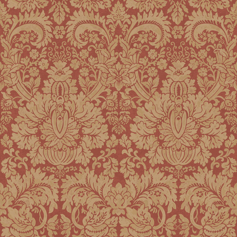 G P & J BAKER - QUEEN'S DAMASK- OLD RED - Wallcovering by the Roll OLD RED