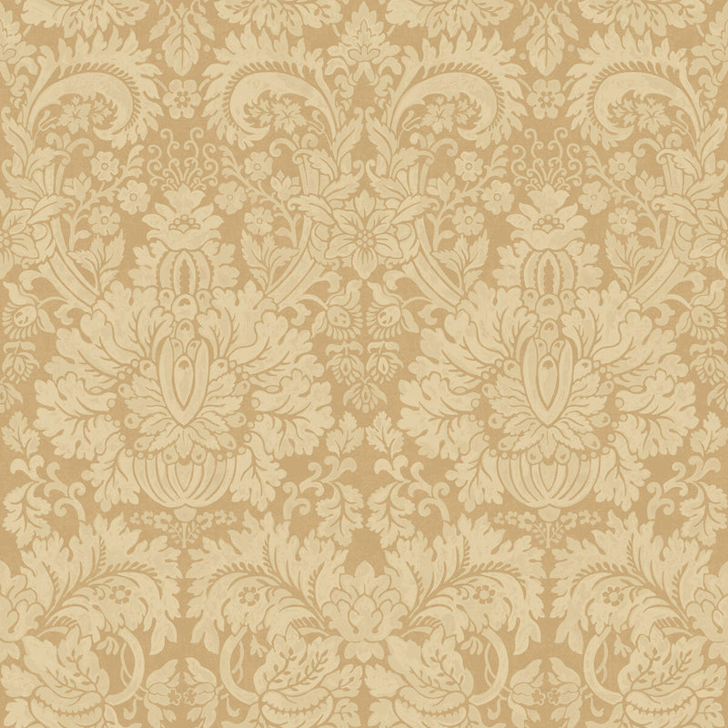 G P & J BAKER - QUEEN'S DAMASK- PARCHMENT - Wallcovering by the Roll PARCHMENT