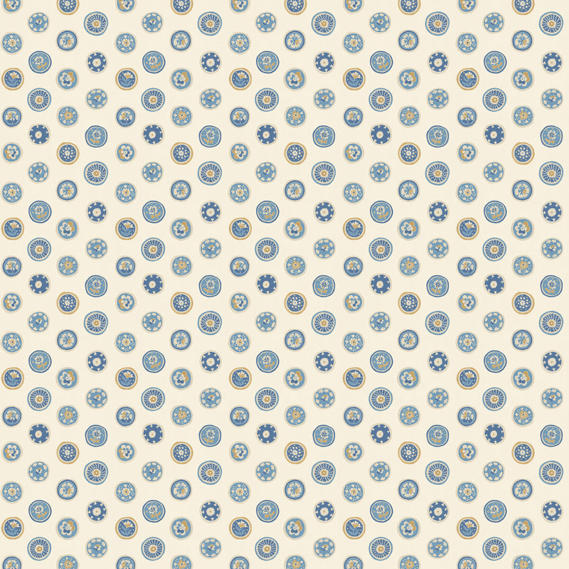 G P & J BAKER - COURT BUTTONS- BLUE - Wallcovering by the Roll BLUE