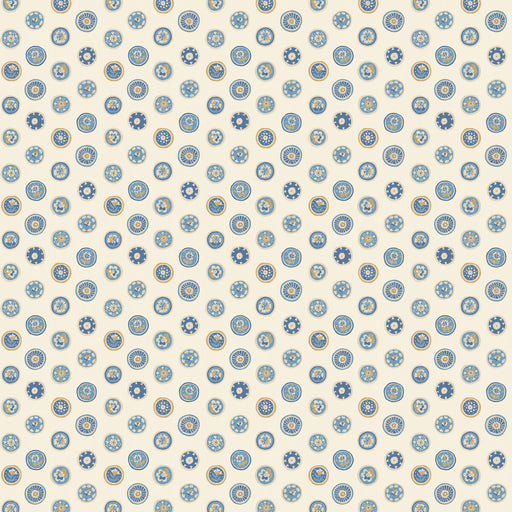 G P & J BAKER - COURT BUTTONS- BLUE - Wallcovering by the Roll BLUE
