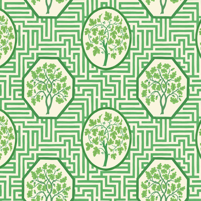 G P & J BAKER - ROYAL MAZE- ROYAL GREEN - Wallcovering by the Roll ROYAL GREEN