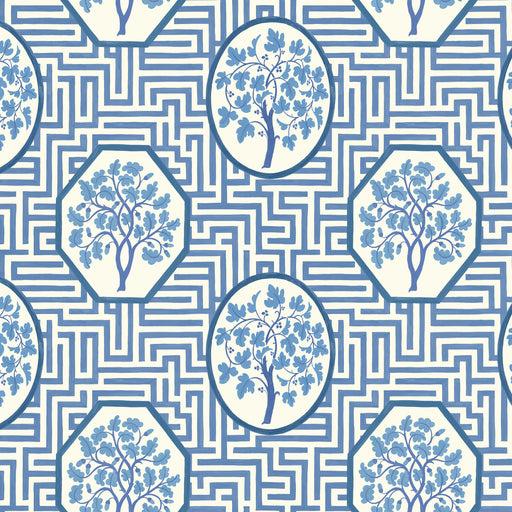 G P & J BAKER - ROYAL MAZE- ROYAL BLUE - Wallcovering by the Roll ROYAL BLUE