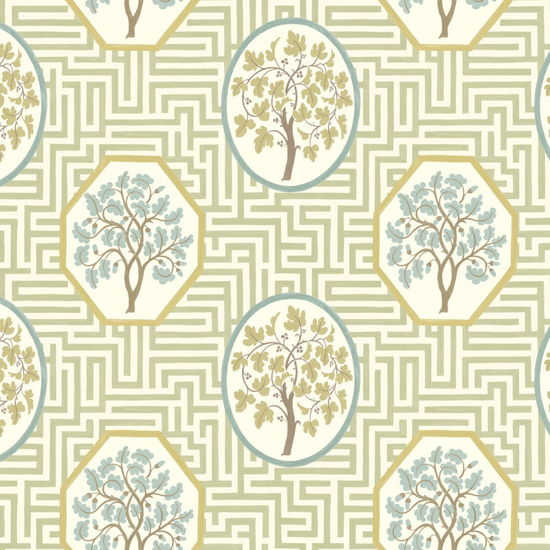 G P & J BAKER - ROYAL MAZE- SAGE - Wallcovering by the Roll SAGE