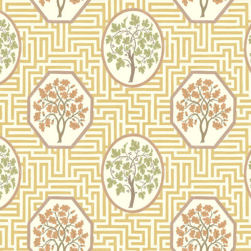 G P & J BAKER - ROYAL MAZE- OCHRE - Wallcovering by the Roll OCHRE