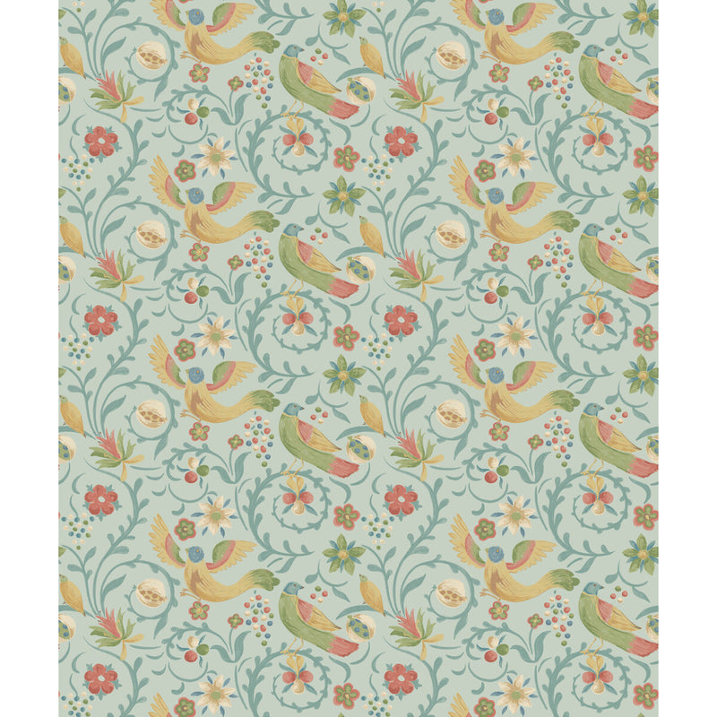 G P & J BAKER - ROYAL COURT- AQUA - Wallcovering by the Roll AQUA