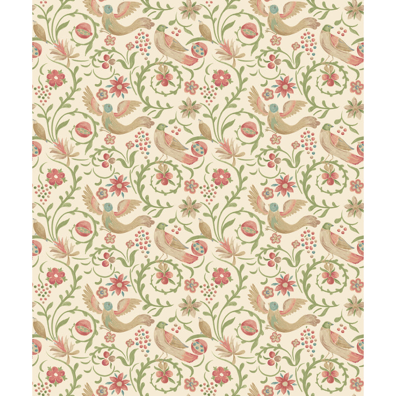 G P & J BAKER - ROYAL COURT- PINK/GREEN - Wallcovering by the Roll PINK/GREEN