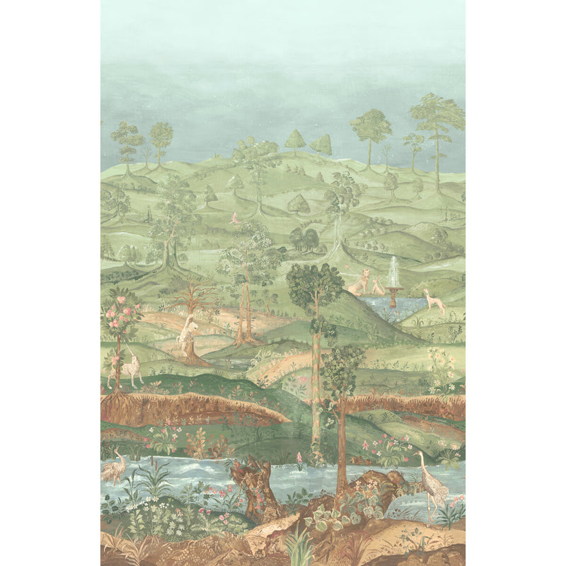 G P & J BAKER - ROYAL PARK PANEL- ROYAL GREEN - Wallcovering by the Roll ROYAL GREEN