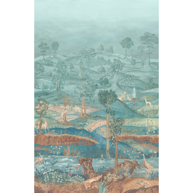 G P & J BAKER - ROYAL PARK PANEL- TEAL - Wallcovering by the Roll TEAL