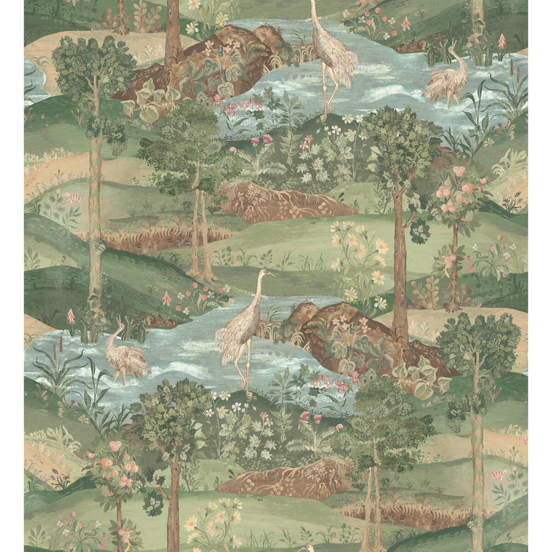 G P & J BAKER - PALACE TAPESTRY- ROYAL GREEN - Wallcovering by the Roll ROYAL GREEN