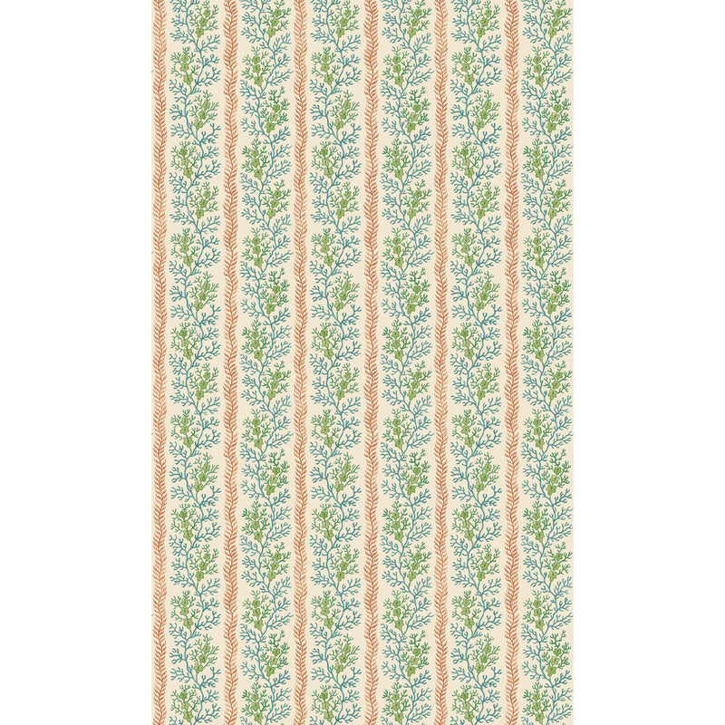 G P & J BAKER - SYMINGTON- TEAL/RED - Wallcovering by the Roll TEAL/RED