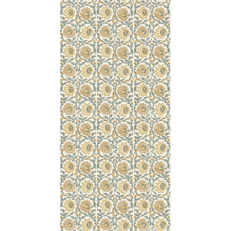 G P & J BAKER - CECILY- OCHRE/TEAL - Wallcovering by the Roll OCHRE/TEAL