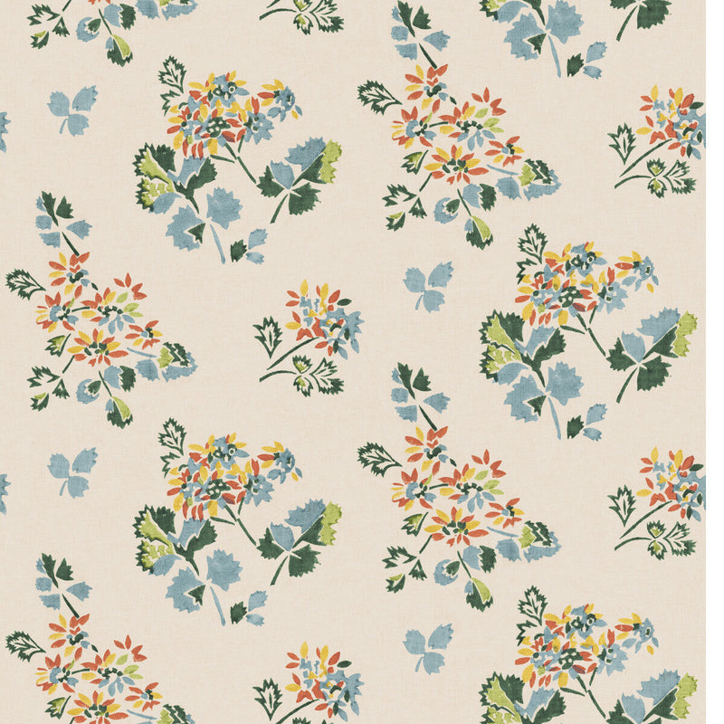 G P & J BAKER - FOREST FLOWER- TEAL/SPICE - Wallcovering by the Roll TEAL/SPICE