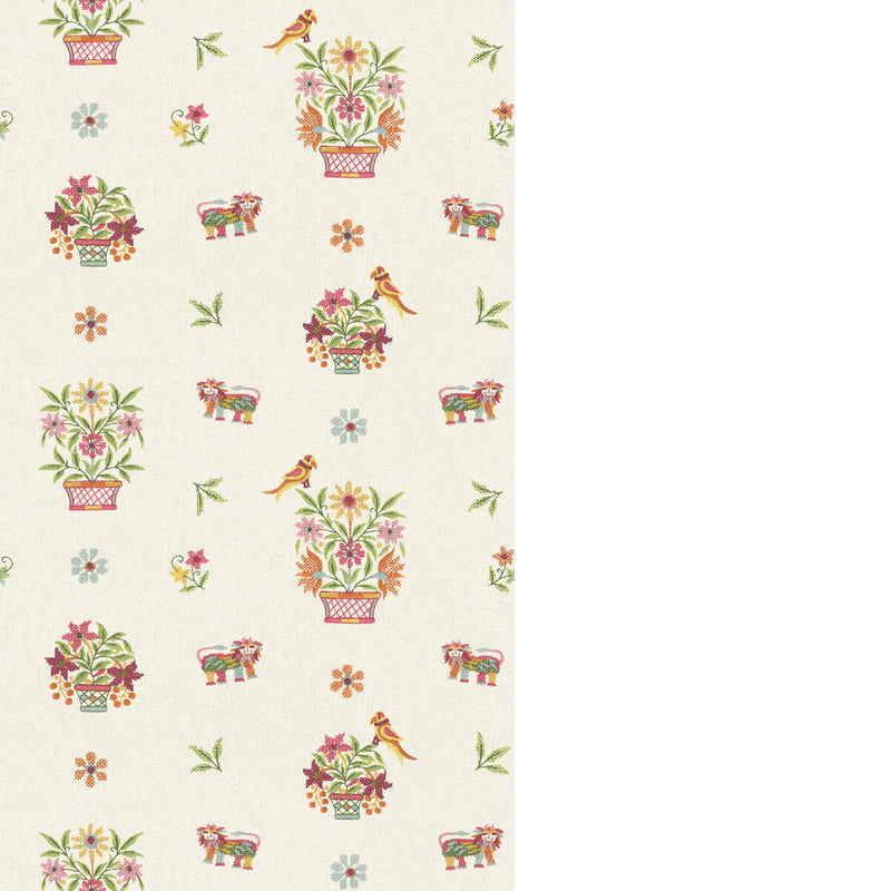 G P & J BAKER - ROAR STITCH- GREEN - Wallcovering by the Roll GREEN