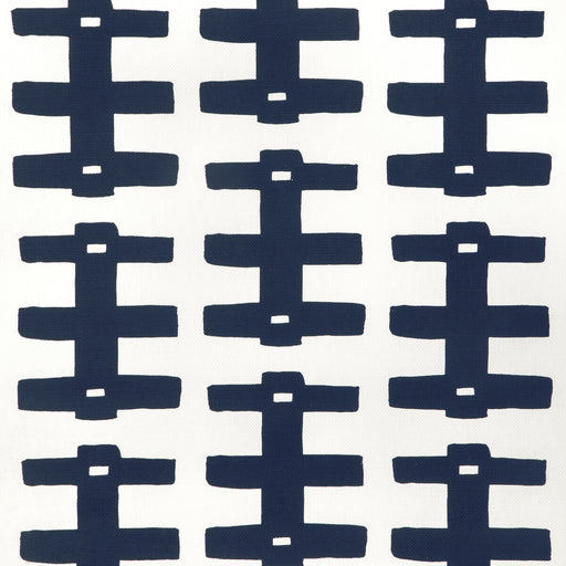 CAROLINE CECIL TEXTILES - BRIDGE- DARK NAVY/OYSTER - Fabric by the Yard DARK NAVY/OYSTER