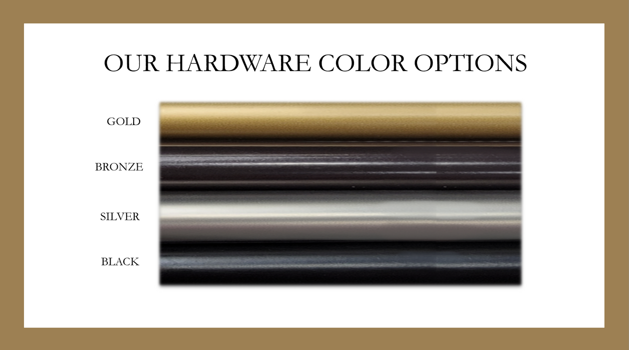 Color Samples for Hardware Finishes - Gold, Silver, Black and Bronze - Available in 1 inch and 1.5 inch diameters- IF&D Fabrics and Drapes