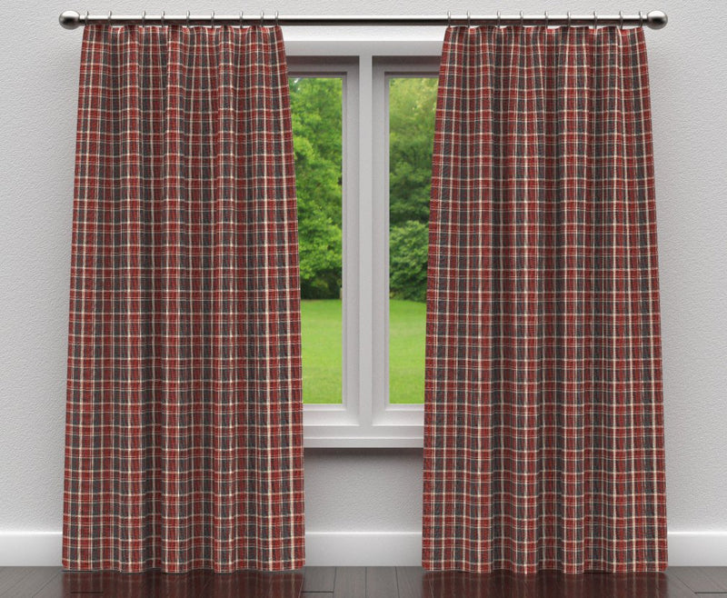 Charlotte - D101 - Brick Plaid - Fabric by the Yard - D101 - D101_Drapery