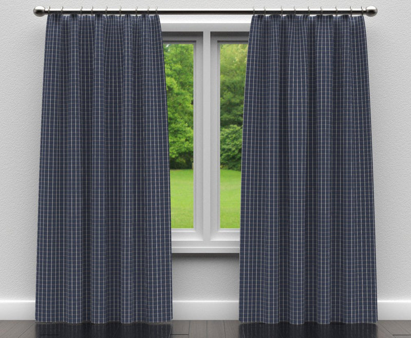 Charlotte - D127 - Indigo Checkerboard - Fabric by the Yard - D127 - D127_Drapery