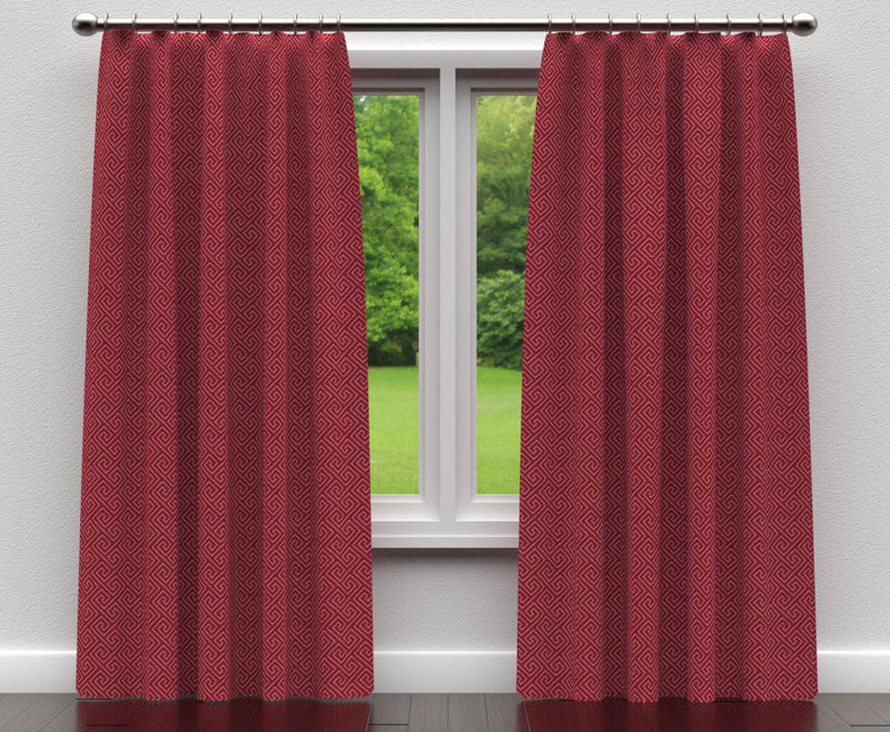 Charlotte - D172 - Merlot Greek Key - Fabric by the Yard - D172 - D172_Drapery