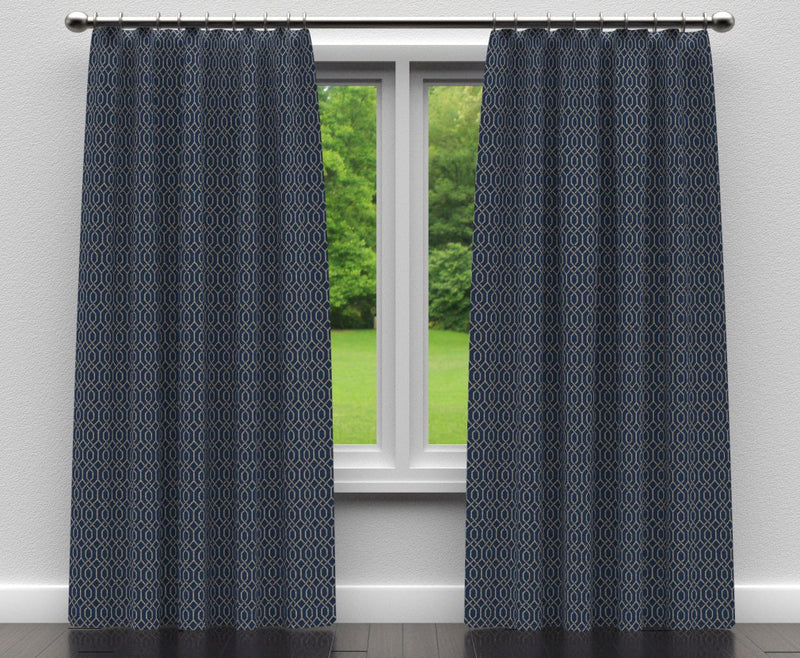 Charlotte - D189 - Sapphire Lattice - Fabric by the Yard - D189 - D189_Drapery