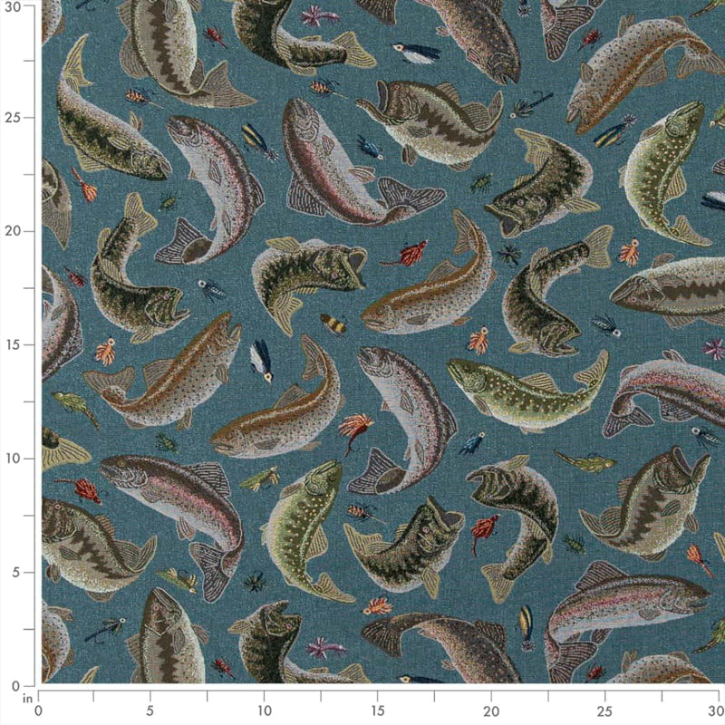 Charlotte - D2679 - Fishing Aqua - Fabric by the Yard - D2679 - D2679_Ruler