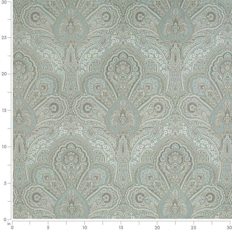 Charlotte - D3298 - Aqua Flora - Fabric by the Yard - D3298 - D3298_Ruler