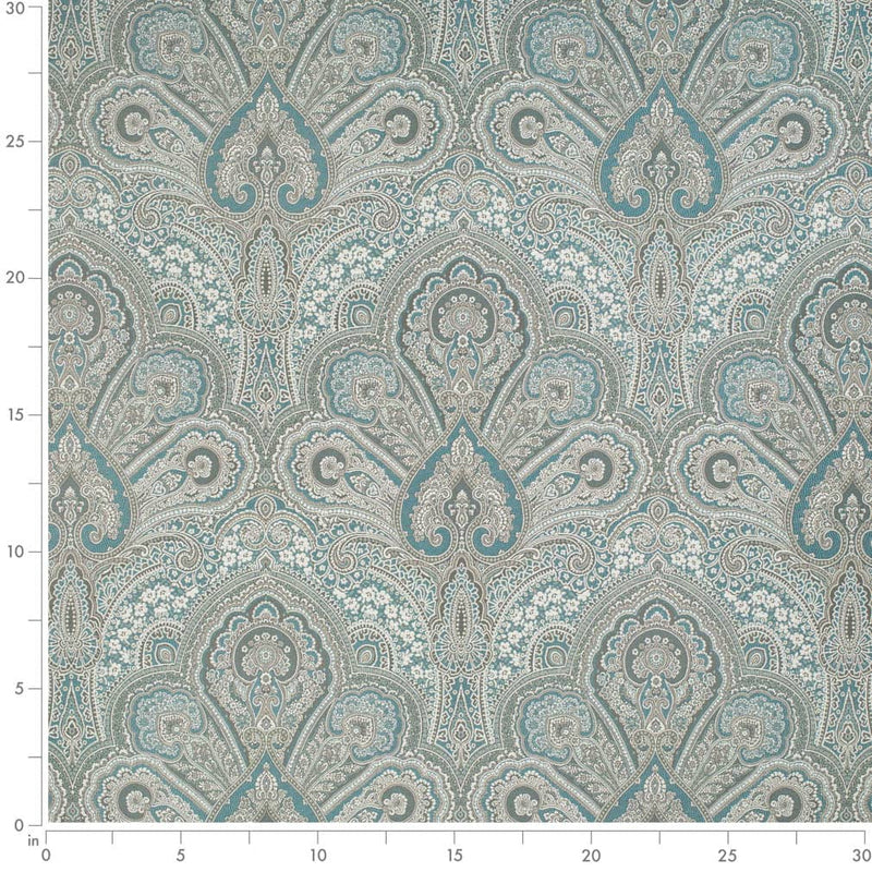 Charlotte - D3299 - Turquoise Flora - Fabric by the Yard - D3299 - D3299_Ruler