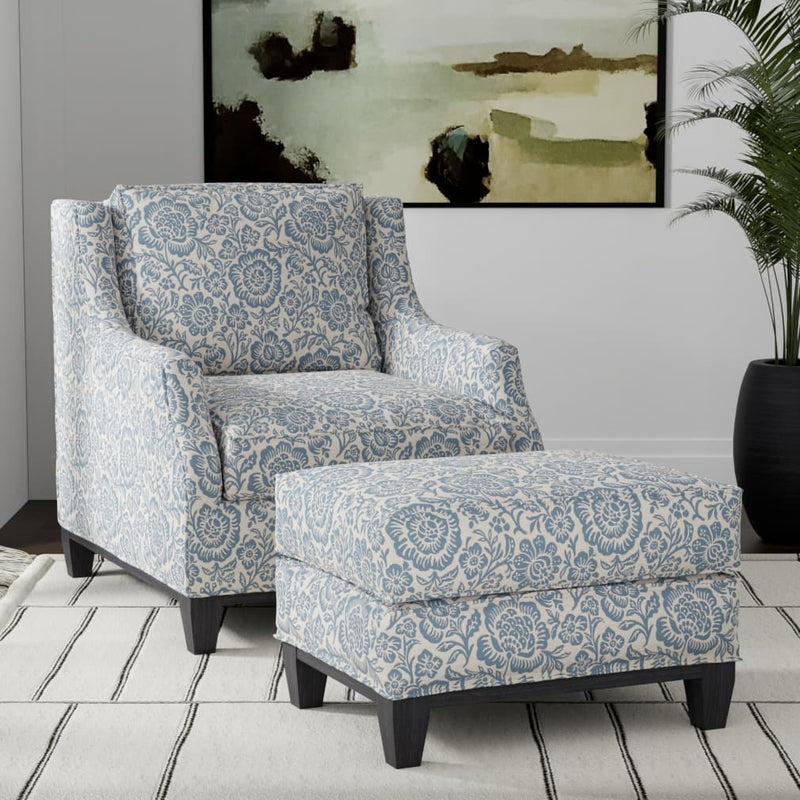 Charlotte - D3592 - Blue Bloom - Fabric by the Yard - D3592 - D3592_Furniture
