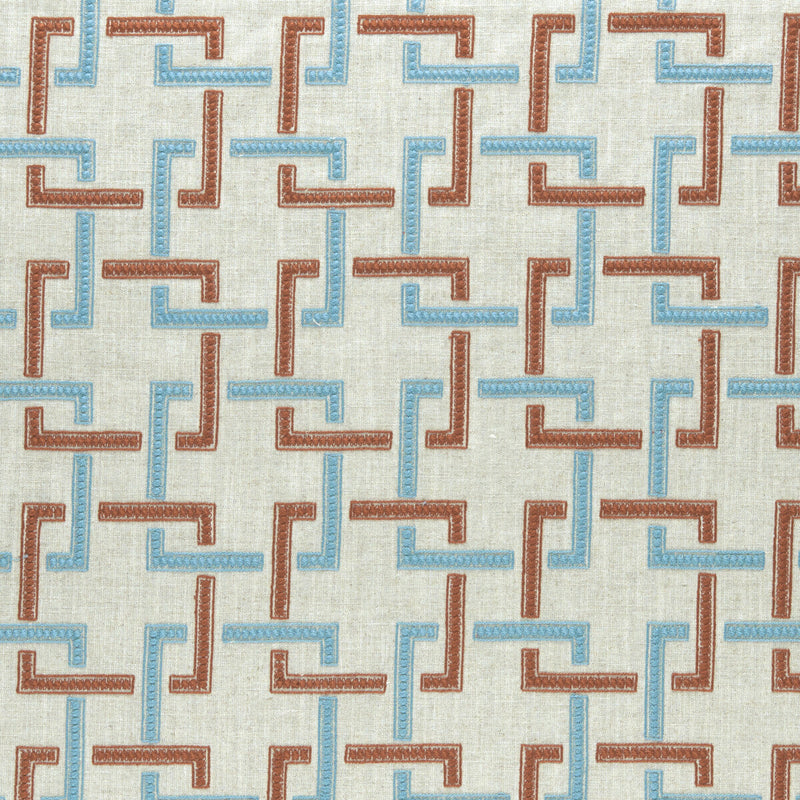 CLARKE AND CLARKE - SEKAI- CINNABAR/AQUA - Fabric by the Yard CINNABAR/AQUA
