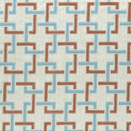 CLARKE AND CLARKE - SEKAI- CINNABAR/AQUA - Fabric by the Yard CINNABAR/AQUA
