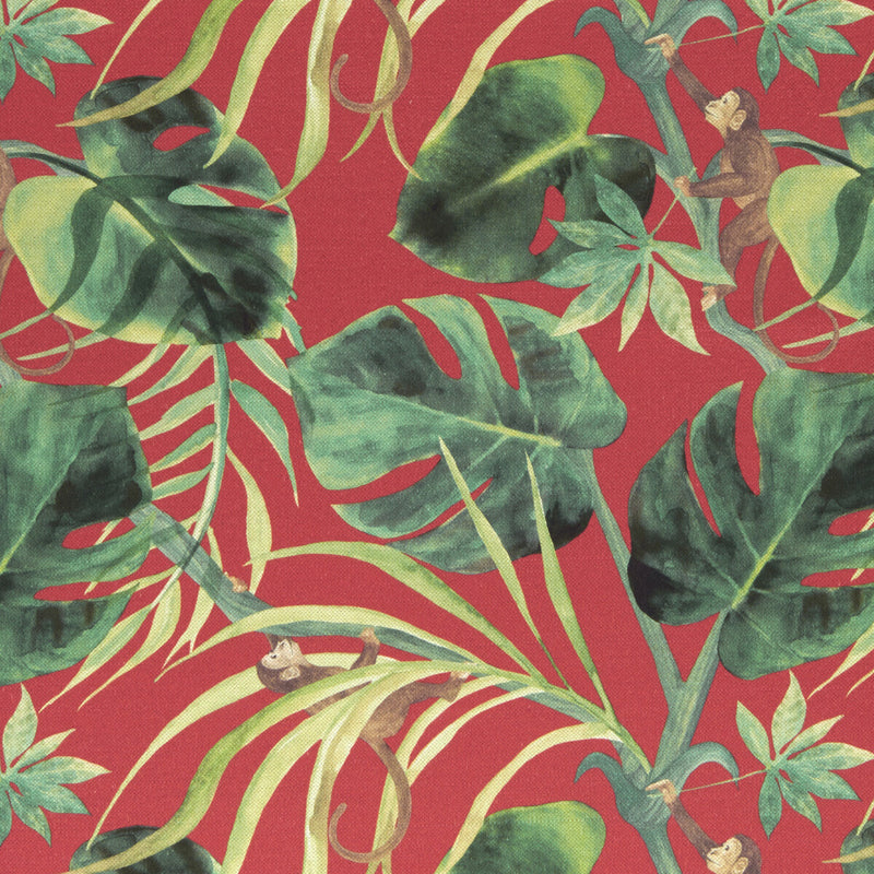 CLARKE AND CLARKE - MONKEY BUSINESS- ROUGE - Fabric by the Yard ROUGE