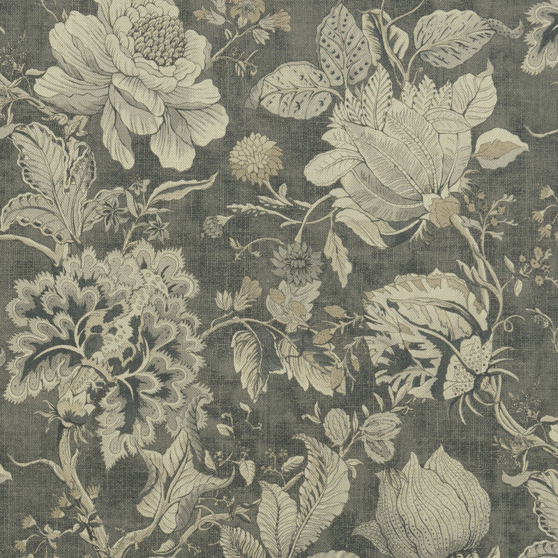 CLARKE AND CLARKE - SISSINGHURST- CHARCOAL - Fabric by the Yard CHARCOAL