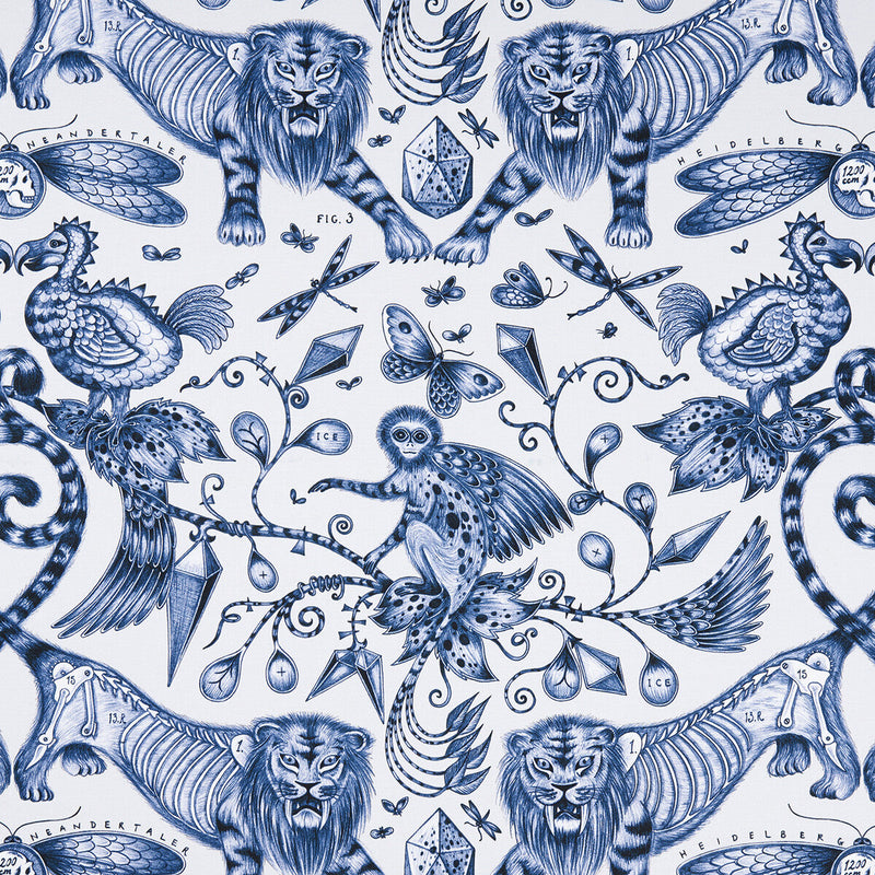 CLARKE AND CLARKE - EXTINCT- BLUE - Fabric by the Yard BLUE