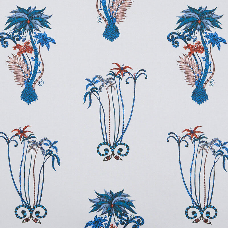 CLARKE AND CLARKE - JUNGLE PALMS- BLUE - Fabric by the Yard BLUE
