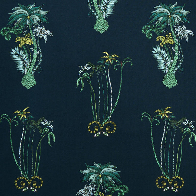 CLARKE AND CLARKE - JUNGLE PALMS- NAVY - Fabric by the Yard NAVY