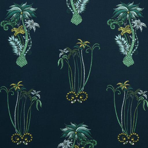 CLARKE AND CLARKE - JUNGLE PALMS- NAVY - Fabric by the Yard NAVY