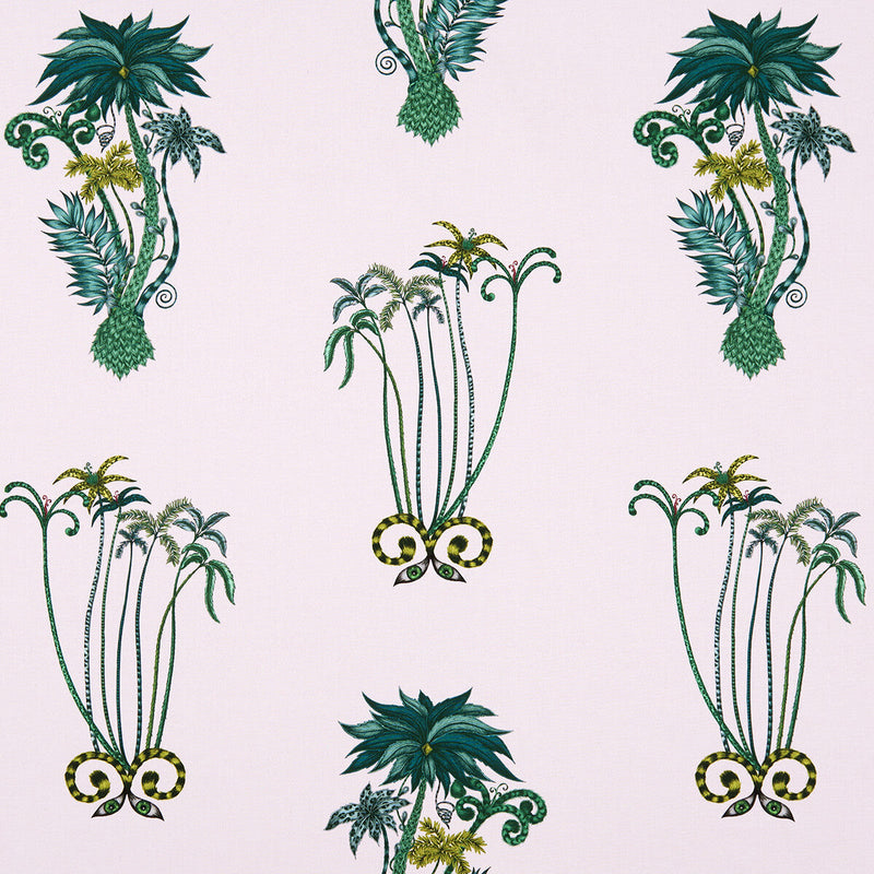 CLARKE AND CLARKE - JUNGLE PALMS- PINK - Fabric by the Yard PINK