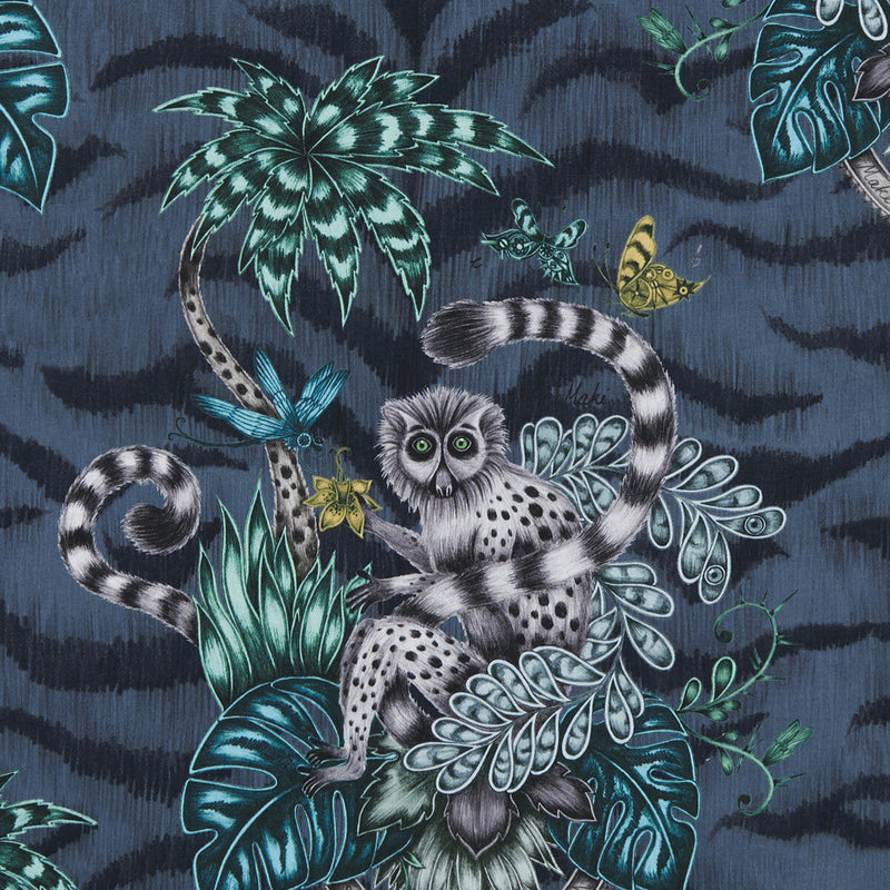 CLARKE AND CLARKE - LEMUR- NAVY - Fabric by the Yard NAVY