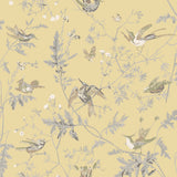 COLE & SON - HUMMINGBIRDS SILK- GLD/SFT GREY - Fabric by the Yard