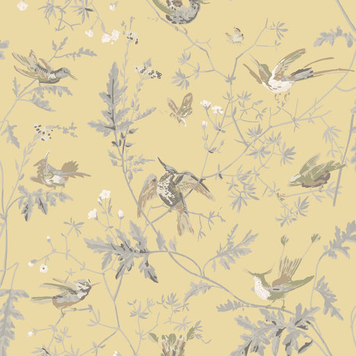 COLE & SON - HUMMINGBIRDS SILK- GLD/SFT GREY - Fabric by the Yard GLD/SFT GREY