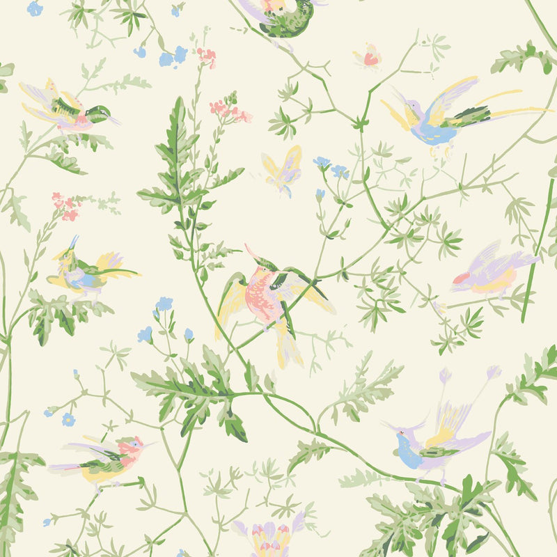 COLE & SON - HUMMINGBIRDS SILK- BRIGHT MULTI  - Fabric by the Yard BRIGHT MULTI