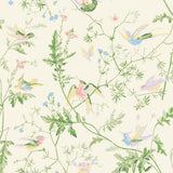 COLE & SON - HUMMINGBIRDS SILK- BRIGHT MULTI  - Fabric by the Yard