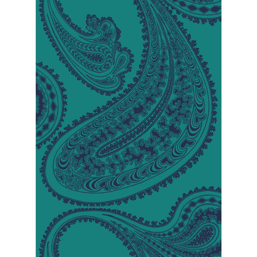 COLE & SON - RAJAPUR FABRIC PRINT- INK ON PETROL - Fabric by the Yard INK ON PETROL