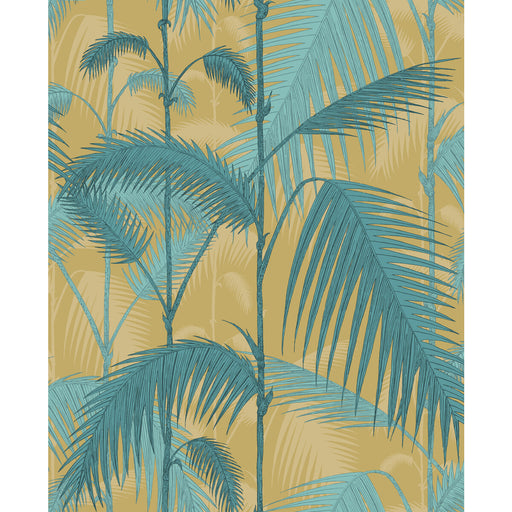COLE & SON - PALM JUNGLE COT/LIN PRINT- ORCHRE/PETROL - Fabric by the Yard ORCHRE/PETROL