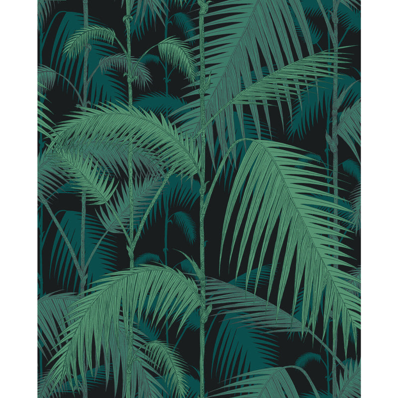 COLE & SON - PALM JUNGLE COT/LIN PRINT- VIR/PET ON CHAR - Fabric by the Yard VIR/PET ON CHAR