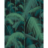 COLE & SON - PALM JUNGLE VELVET PRINT- VIRI/PET ON BLK - Fabric by the Yard