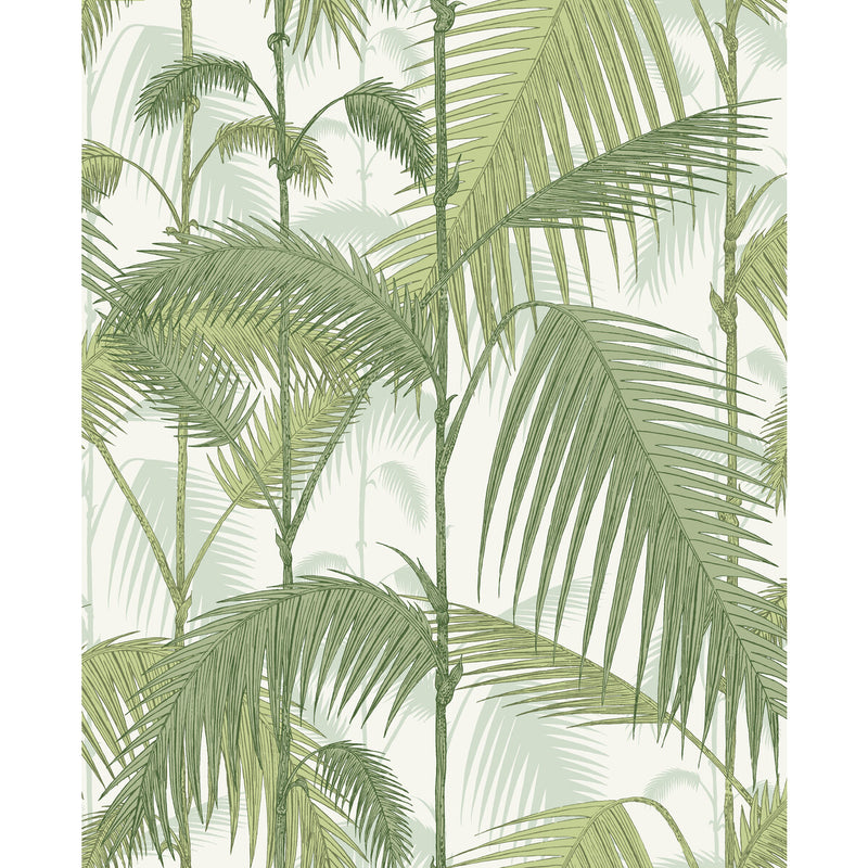 COLE & SON - PALM JUNGLE COT/LIN PRINT- OLV GRN ON WHT - Fabric by the Yard OLV GRN ON WHT